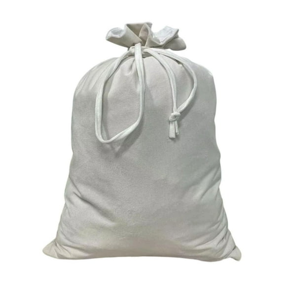 HomeDM Christmas Drawstring Gift Bags Solid Color Reusable Christmas Storage Bags for Gifts Wrapping Xmas Fabric Goody Gift Sacks Holiday Party White