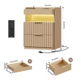 thumbnail image 3 of Homfa Nightstand with 2 Drawers Set of 2, Sofa Table with Charging Station & LED Lights for Living Room, Modern Wooden Storage Cabinet for Bedroom，Wood Grain, 3 of 11