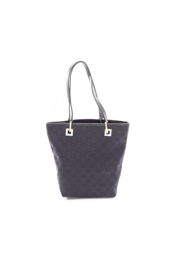 Pre-Owned Gucci GG Canvas Tote Bag Handbag Leather Women's Black 2.1099