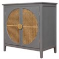 thumbnail image 6 of Sideboard Buffet Cabinet with 2 Rattan Doors, Freestanding Wood Accent Storage Cabinet Console Table, 6 of 8