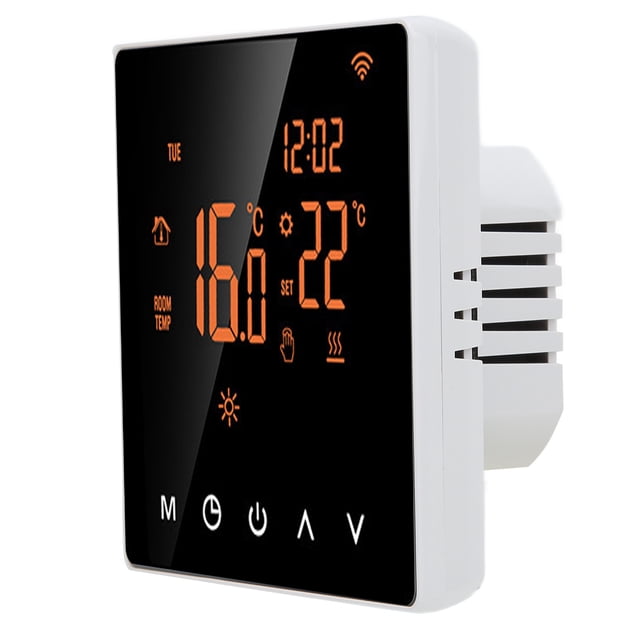 Temperature Controller, Thermostat High Accuracy Accurate Temperature For Home For Bedroom For Living Room White Background Orange Button,White Background White Button,Orange