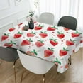 thumbnail image 2 of Red Strawberry Decorative Rectangle Tablecloth Summer Fruits Strawberry Leaves Polyester Table Cloths Kitchen Table Cover for Dining BBQ Picnic Coffee Table 60 x 84 Inch 6-8 Seats, 2 of 5