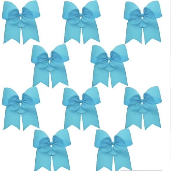 TELOLY Solid Plain Basic Bulk Lot Wholesale Bundle Cheer Dance Softball Bows - Turquoise