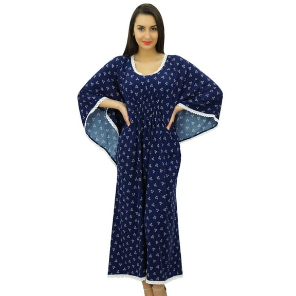 Bimba Long Printed Kimono Sleeve Kaftan Designer Night Dress Coverup Maxi Caftan