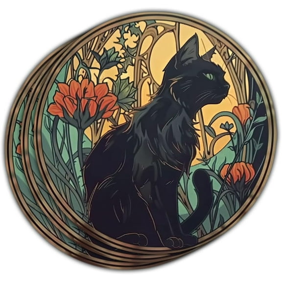 Black Cat Sticker, Cat Decal Sticker, Cat Lady, Kindle Sticker - Vinyl Stickers 3'' for Laptop Water Bottle Phone Car Window Helmet (3x3inch)