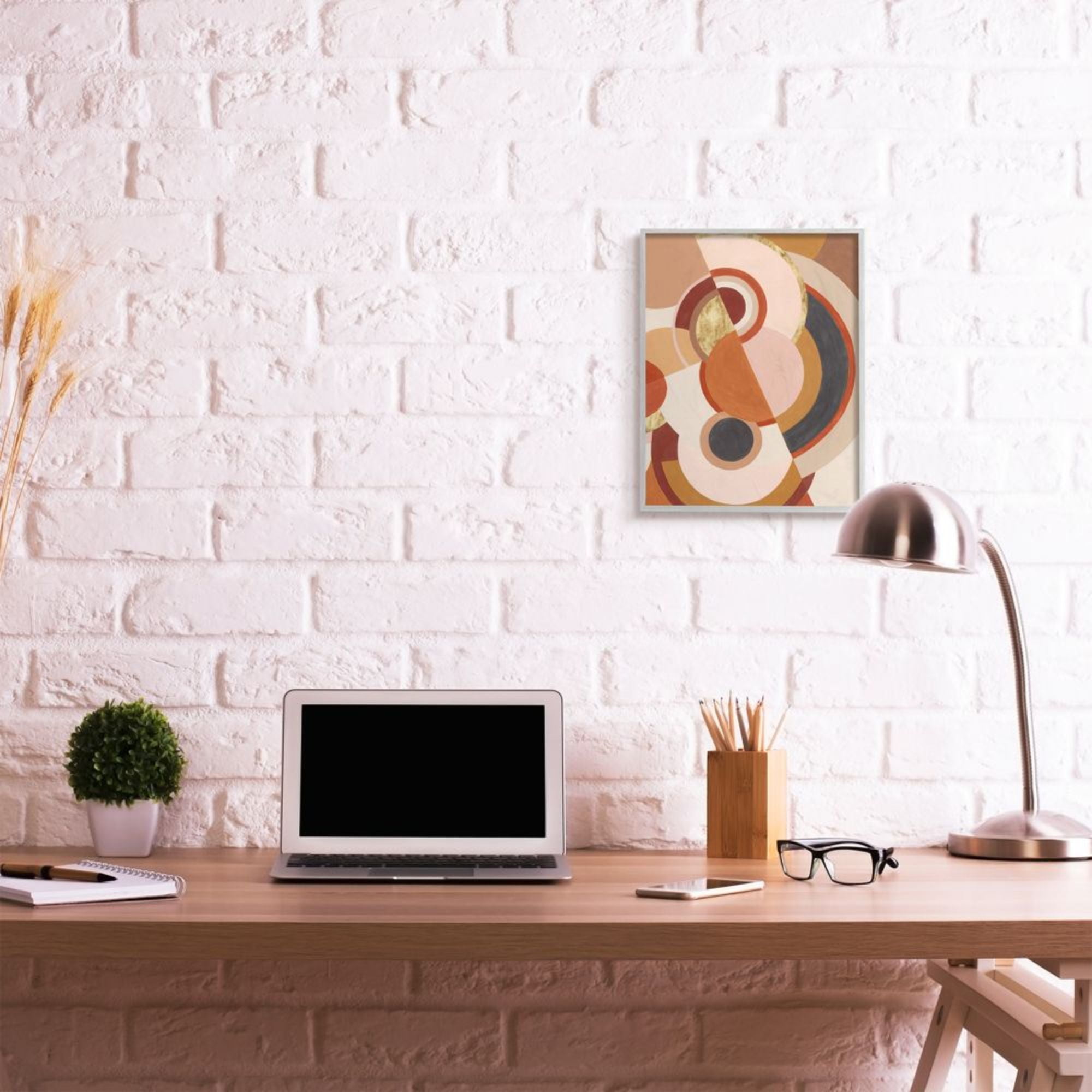 Stupell Industries Asymmetric Abstract Circles Pink Brown Design Design by Grace Popp