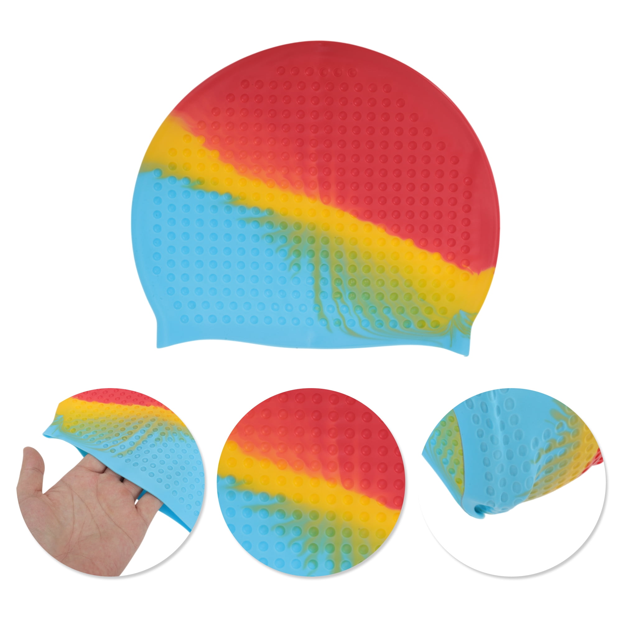 Unique Bargains Waterproof Bubbles Texture Swimming Cap Assorted Color, Red