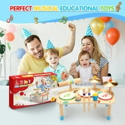 OATHX Wooden Drum Set for Toddlers Ages 1–6,Montessori Music Learning Toy, Birthday & Holiday Gift for Boys & Girls