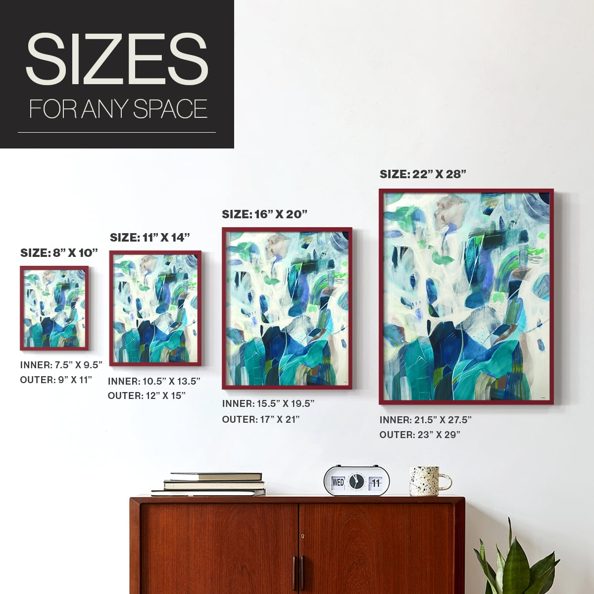 For You in Red Solid Wood 8 x 10 Framed Print