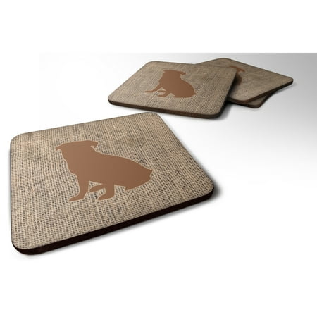 

Carolines Treasures BB1084-BL-BN-FC Pug Burlap and Brown BB1084 Foam Coaster Set of 4 3 1/2 x 3 1/2 multicolor