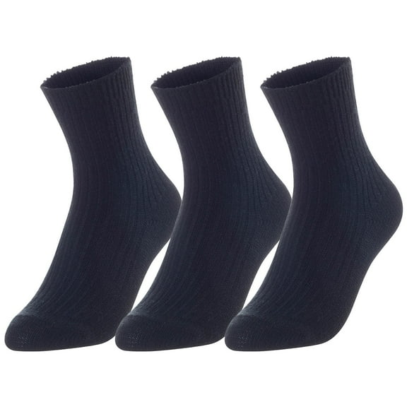 Lovely Annie Unisex Children's 3 Pairs Thick & Warm, Comfy, Durable Wool Crew Socks. Perfect as Winter Snow Sock and All Seasons LK08 Size 3Y-5Y (Black)