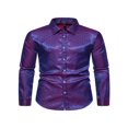 thumbnail image 1 of Jacquard Button-Down Long Sleeve Tops - Slim Fit Shirts for Men, 1 of 5