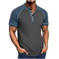 thumbnail image 1 of Blusa de Manga Corta de los Hombres Botones de Color Sólido Al Aire Libre Respirable Cuello Redondo, Sudadera Suelta Casual para Diario, 1 of 9