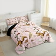 thumbnail image 3 of Manfei Cartoon Fox Owl Animal Queen Comforter Set, Rustic Plant Botanical Bedding Sets, Pink Bohemian Style Reversible Bedding Comforter Set, Super Cozy Room Decor, 3-Piece, 3 of 8