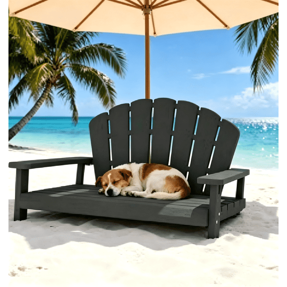 ENNSOO Outdoor Pet Lounger – Classic Lounge Chair-Style Weatherproof Pet Bench for Small to Large Dogs, Sturdy Patio Pet Furniture for Yard, Beach & Deck