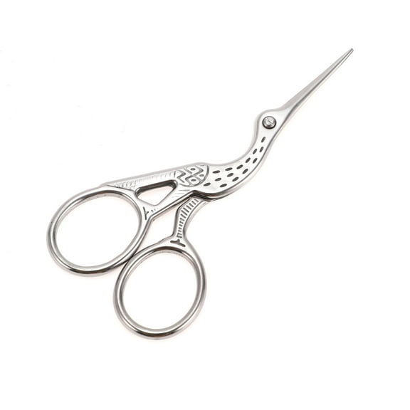 Unique Bargains 1 Pc Women Little Crane Scissors Grooming Scissors For Beauty Parlor Stainless Steel Silver Tone