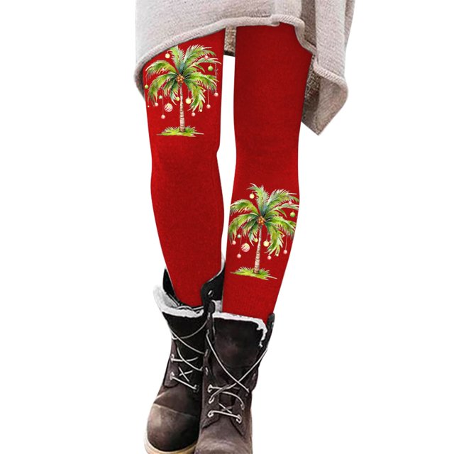 Zhanying Leggings de Sapin de Noël 3x Collants Confortables Résistants aux Plis à Rayures Noires et Rouges Grande Taille Rouge G