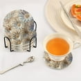 thumbnail image 5 of 6 Pcs Flowers Daisy Drink Coasters with Holder Absorbent Coaster Sets Cup Heat-Resistant Hot Pads Mats for Bar Table Protection, 5 of 7