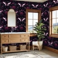 thumbnail image 4 of Peel and Stick Wallpaper Moth Rose Gothic Floral Dark Botanical Black Magenta Wall Mural 23.6in x 9.8ft Self Adhesive Removable Wall Paper Renter Friendly Wallpaper for Nursery Bedroom Cabinets, 4 of 8