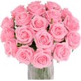 thumbnail image 2 of Pink Fake Roses Artificial Flowers - Fake Artificial Roses Silk Flowers with Stems for Home Wedding Hotel Office Centerpiece Decor, 2 of 5