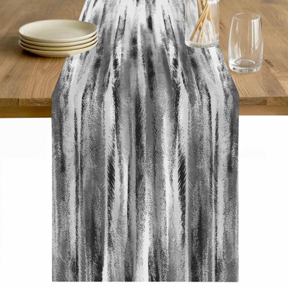 Black Grey Vintage Table Runner - 70 Inch Long Retro Abstract Art Cotton and Linen Blended Dress Scarves Farmhouse Table Runner for Kitchen Dining, Coffee Table, 13" x 70"