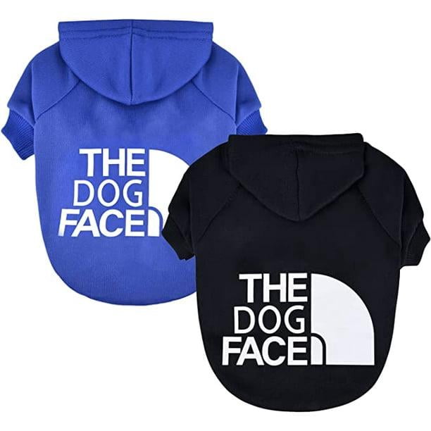 Dog Sweatshirt Hoodie 2 Pack Pet Puppy Sweaters for Small Dogs Girl Boy Chihuahua Doggie Clothes Outfit Apparel Cats Clothing Coats (Black+Blue, Medium)