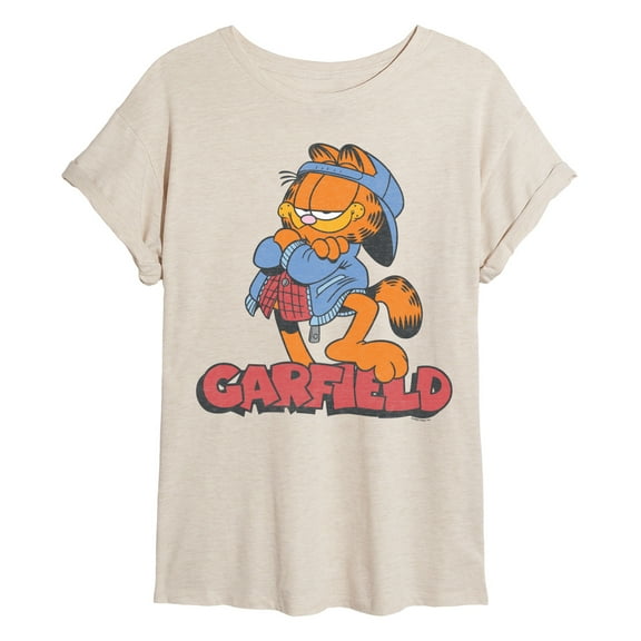 Garfield - Logo Street Fashion - Juniors Oversized Graphic T-Shirt