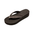thumbnail image 2 of HTHLVMD Rhinestone Flip Flops, Rhinestone Decor Shoes, Women's Glitter Rhinestone Wedge Flip Flops Fashion Platform Beach Sandals Summer High Heel Thong Slippers, Black 5.5, 2 of 6