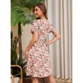 thumbnail image 5 of Chiclily Womens Summer Floral Boho Dress Casual Short Sleeve V-Neck Swing Midi Dress, Creamy Vintage Blossom S, 5 of 6