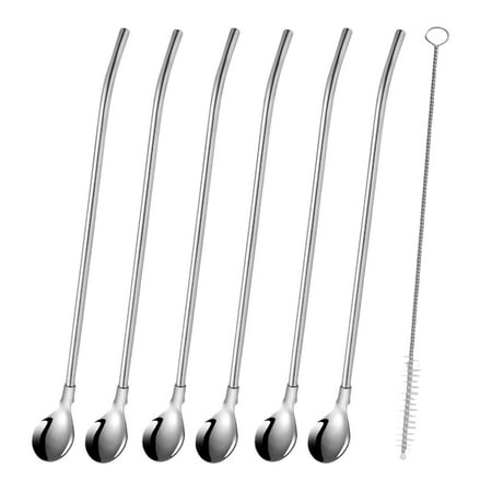 

6Pcs Household Straw Spoons Multi-function Spoon Straws Convenient Stirring Spoons