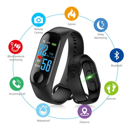 Smart Watch, EEEKit Bluetooth Fitness Watch Heart Rate Monitor Smart Bracelet IP65 Waterproof Wristband with Health Sleep Activity Tracker Pedometer for iOS Android Smartphone,