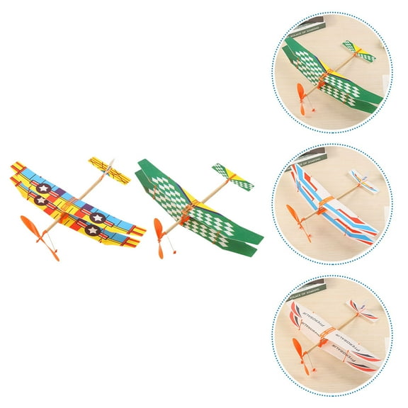 2pcs Mini Rubber Band Plane Glider Airplanes Flying Toys DIY Model Educational Airplane Toys for Kids 4 Years Old