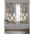 thumbnail image 5 of Sheer Curtains 72 Inches Long, White Floral Semi Sheer Curtains Light Filtering Window Treatment, Spring Farmhouse Vintage Flower Leaf Plant Privacy Voile Drapes for Living Room Bedroom 52x72 Inch, 5 of 7