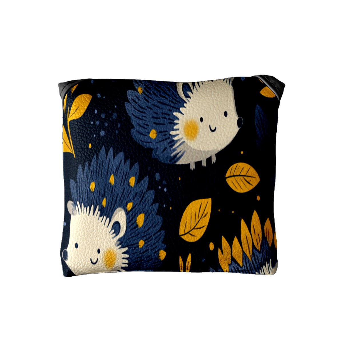 Golf Mallet Putter Cover Premium Leather Waterproof Golf Putter Head Cover with Magnetic Closure Cartoon Hedgehog