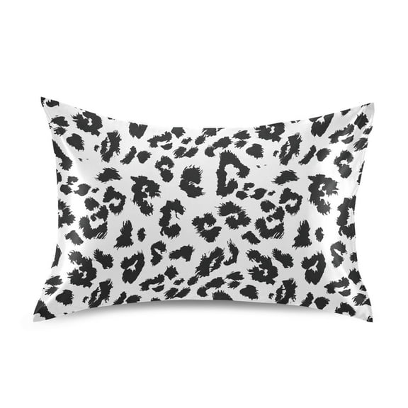 JSTEL Black & White Leopard Print Cheetah Satin Pillowcase Standard Size Pillow Cases Envelope Closure Bed Pillow Cover, 20 x 26 inch