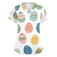 thumbnail image 2 of Hearthz S-5XL Easter Scrubs Tops Bunny Egg Hunt Print Scrubs Shirt Plus Size V Neck Short Sleeve Women Nurse Uniform with Pocket, 2 of 5