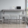 thumbnail image 2 of GZXS 4-Piece Bar Table Set with Charging Station, Counter Height Dining Set with 3 Upholstered Linen Stools, 58.4" Industrial Long Pub Table with USB Ports for Kitchen & Living Room (Gray), 2 of 9
