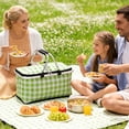 thumbnail image 6 of Insulated Collapsible Picnic Basket - Red & White Gingham - Portable Cooler Tote with Aluminum Handle for Camping, Beach & Outdoor Parties (1pc), 6 of 7