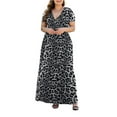 thumbnail image 4 of Aiyino Women Plus Size V Neck Short Sleeve Casual Evening Dress, Comfortable Elegant Party Maxi Dress, 4 of 6