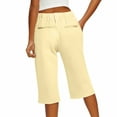 thumbnail image 6 of EANJE Linen Capri Pants for Women Dressy Casual Bermuda Shorts Knee Length Elastic Waist Trendy Summer Gauze Pants with Pockets Beige L, 6 of 6