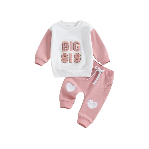 Bagilaanoe 2PCS Toddler Baby Girl Pants Set Letter Embroidered Long Sleeve Sweatshirt Pullover Tops   Sweatpants 12M 18M 24M 3T 4T Kids Casual Sweatsuits