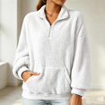 thumbnail image 2 of NominalSnug Fuzzy Fleece Sweatshirts for Women 1/4 Zip up Long Sleeve Top Loose Fit Warm Pullover Jackets with Pocket, 2 of 8