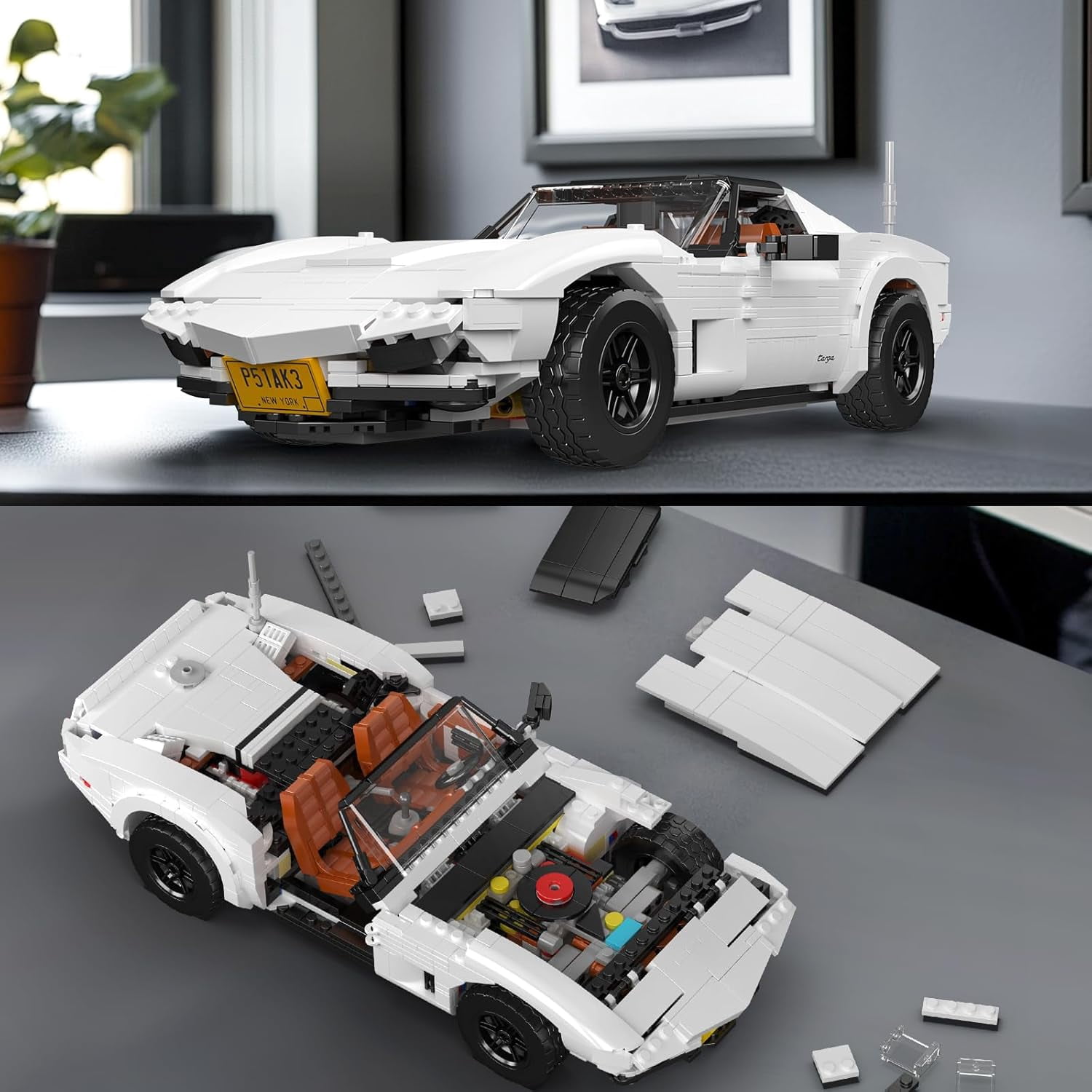 Technology Supercar Building Block Kits, Car Model Building Sets, MOC Car, Collections Enthusiasts, 1347 Pieces