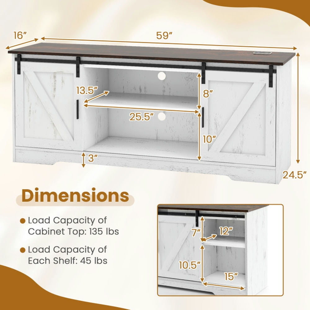 Finihen TV Stand, Entertainment Center, TV Stand for 65 Inch TVs Media Console Table, for Living Room, White