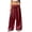 Red, variant on Women's Solid Satin Drawstring Wide Leg Pants Bohemian Lazy Casual Lounge Trousers Silver L