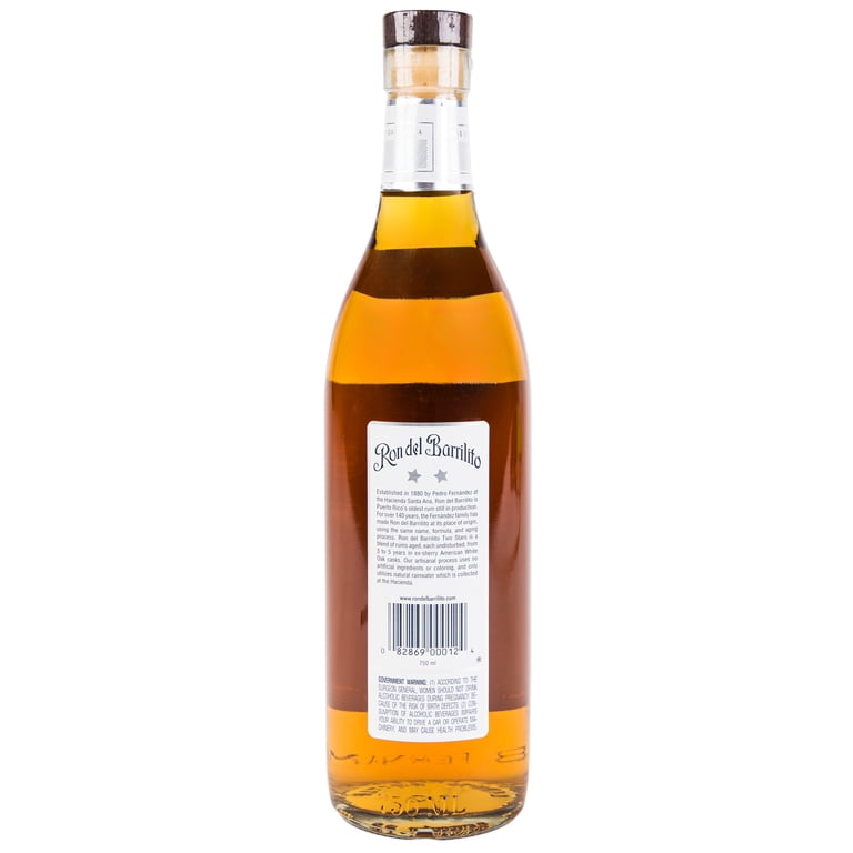 Ron Del Barrilito Two Stars Puerto Rican Rum 750 ml - 43% ABV
