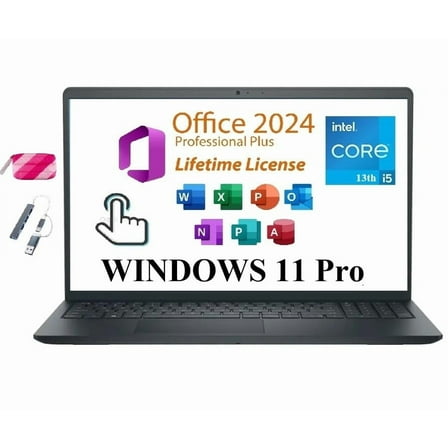 DELL Inspiron 15 3530 Business Laptop,Lifetime Microsoft Office 2024,15.6" FHD Touchscreen, Intel Core i5-1334U, Webcam, HDMI, Wi-Fi 6, Windows 11 Pro, Black (32GB RAM | 2TB PCIe SSD)