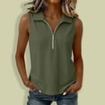 thumbnail image 5 of Women Half Zip Ribbed Sleeveless Tank Tops Dressy Casual Sporty Daily Vests Blouse Green S, 5 of 6