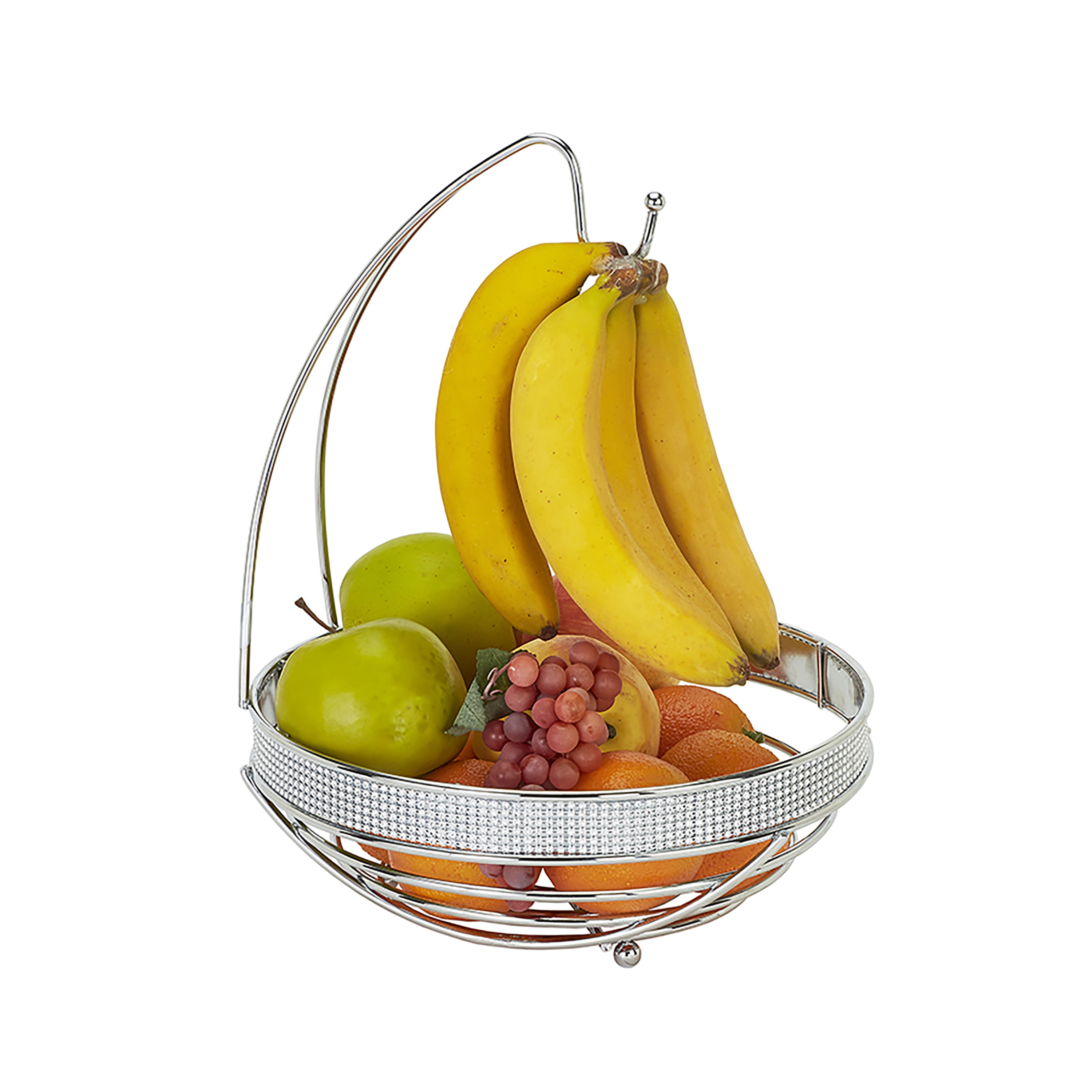 Kitchen Details Round Fruit Basket with Banana Tree in Silver Walmart
