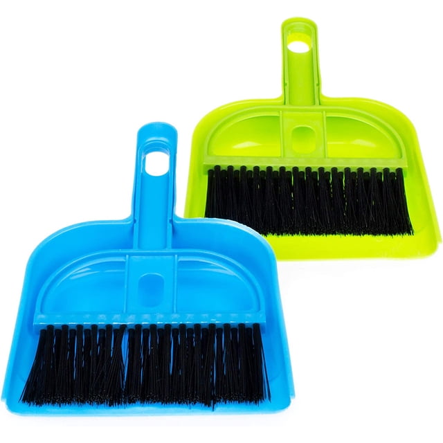 SURJDE Broom and dust pan Set, Dust Brush and Dust pan Small Set, Hand Brush, Hand Broom, Broom and Dustpan Small Set (Pack of 2)